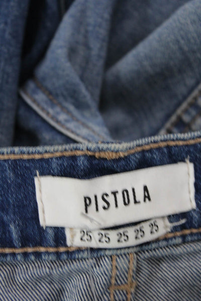 Pistola Womens Cotton Zip Button Distressed Skinny Denim Jeans Blue Size EUR 25