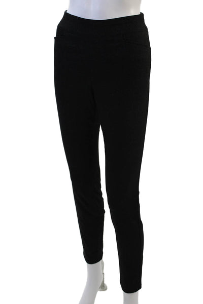 Calvin Klein Womens Elastic Waistband High Rise Slim Cut Pants Black Size Small