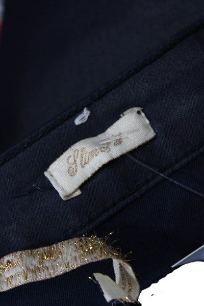 Zara Womens Zipper Fly Mid Rise Coated Slim Cut Jeans Dark Navy Size 2