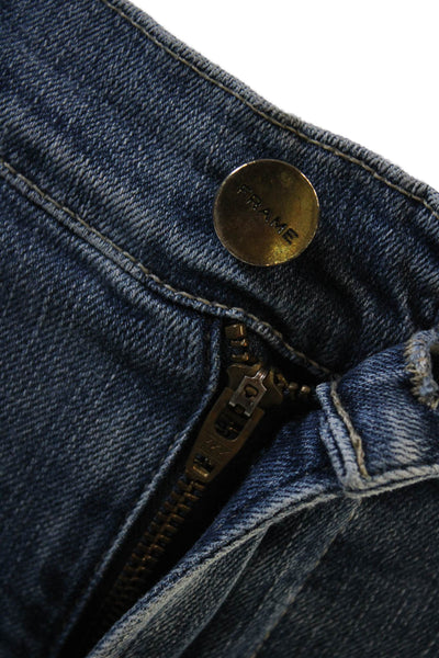 Frame Denim Womens High Rise Medium Wash Distressed Skinny Jeans Blue Size 27