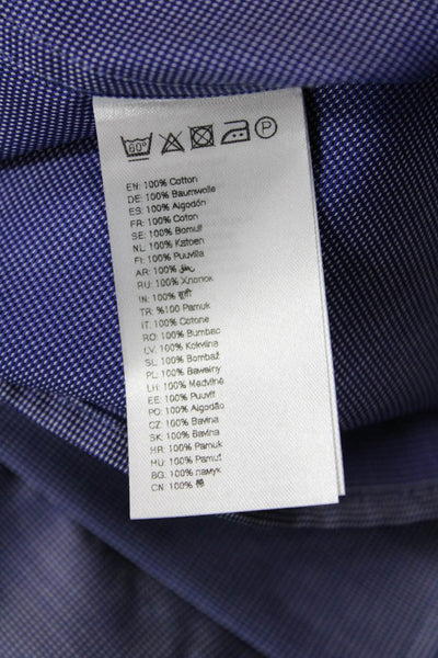 Eton Mens Button Front Long Sleeve Collared Shirt Purple Cotton Size 16