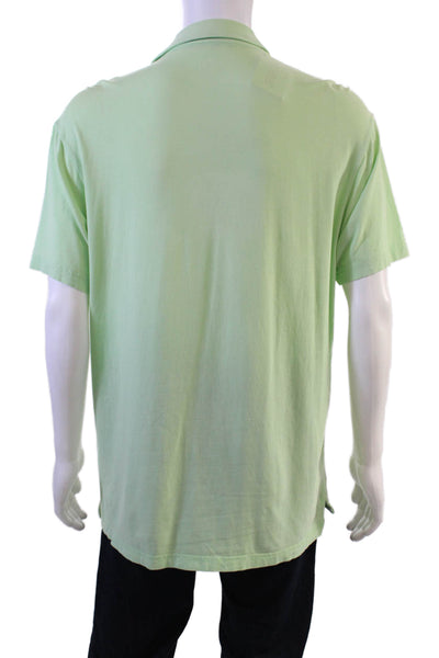 Peter Millar Mens Short Sleeve Collared Pocket Polo Shirt Green Cotton Large