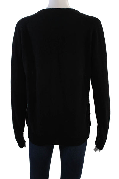 No21 Womens V-Neck Long Sleeve Lace Panel Detail Knit Sweater Black Size M