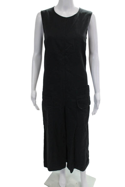 COS Womens Cotton Sleeveless Round Neck Zip Cropped Jumpsuit Black Size 8