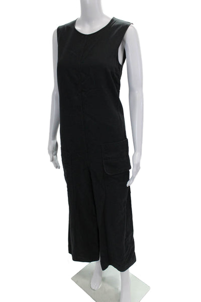 COS Womens Cotton Sleeveless Round Neck Zip Cropped Jumpsuit Black Size 8
