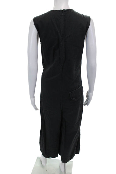 COS Womens Cotton Sleeveless Round Neck Zip Cropped Jumpsuit Black Size 8