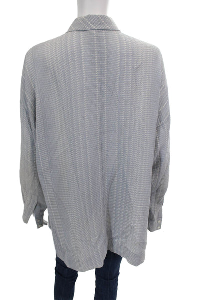 Derek Lam 10 Crosby Women's Collared Long Sleeves Printed Shirt Blue Size M