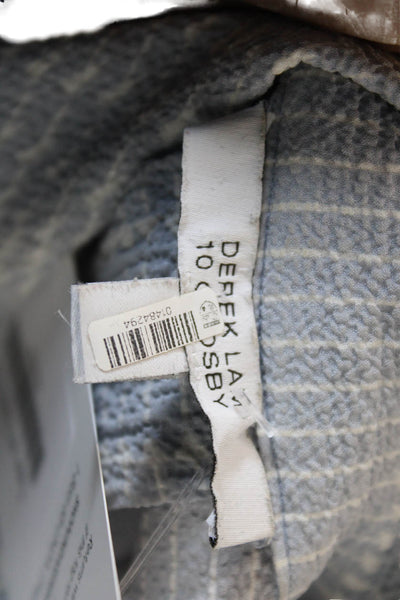 Derek Lam 10 Crosby Women's Collared Long Sleeves Printed Shirt Blue Size M