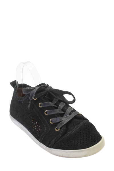 Joie Women's Round Toe Lace Up Suede Rubber Sole Sneakers Black Size 8