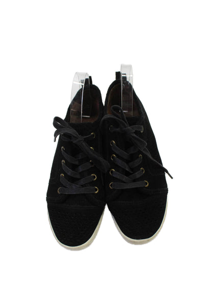 Joie Women's Round Toe Lace Up Suede Rubber Sole Sneakers Black Size 8