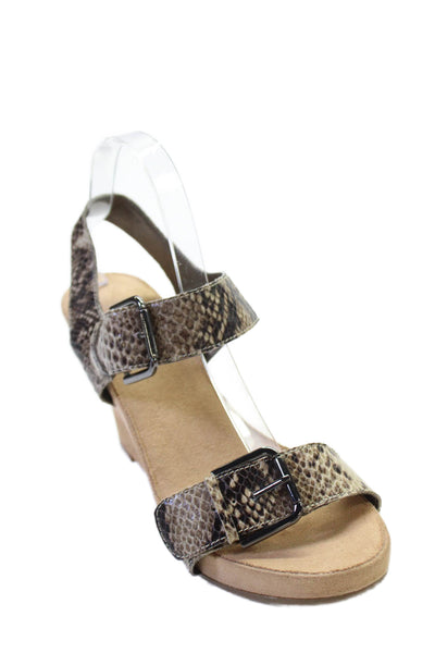 Aeropostale Womens Snake Print Buckle Closure Wedge Heels Sandals Brown Size 9