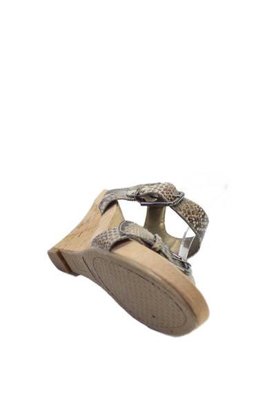 Aeropostale Womens Snake Print Buckle Closure Wedge Heels Sandals Brown Size 9