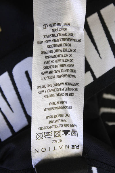 P.E. Nation Womens Pull On High Rise Biker Shorts Black White Size Extra Small