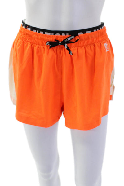P.E. Nation Womens Pull On Athletic Shorts Neon Orange Size Extra Small
