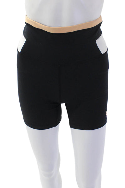 P.E Nation Womens Pull On Mid Rise Biker Shorts Black Multi Colored Size Small