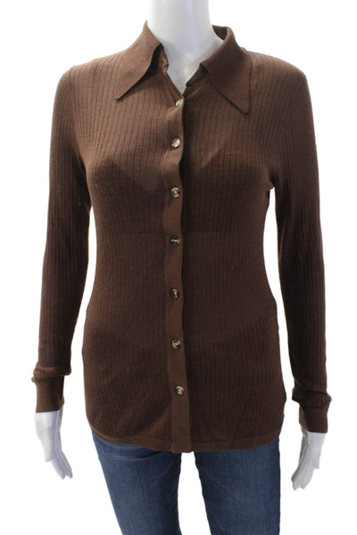 Dodo Bar Or Womens Silk Button Down Cardigan Twinset Sweater Brown Size EUR 42