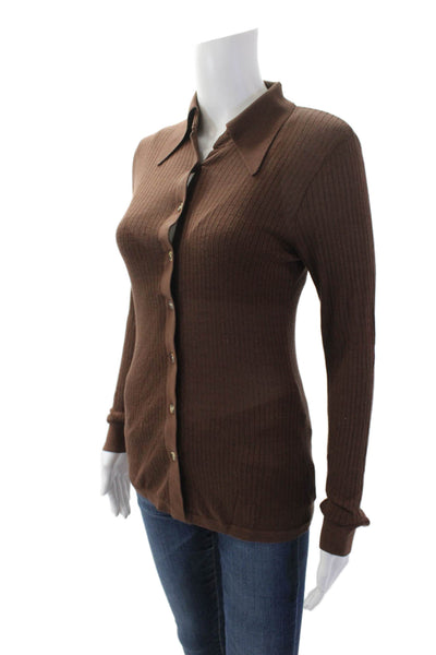 Dodo Bar Or Womens Silk Button Down Cardigan Twinset Sweater Brown Size EUR 42