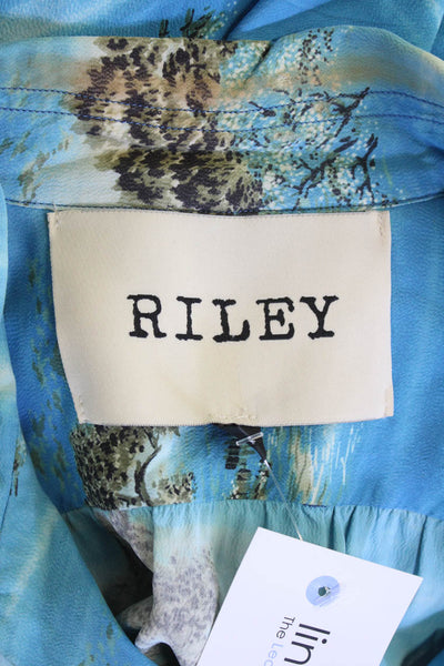 Riley Mens Button Down Short Sleeves Hawaiian Shirt Blue Size One Size