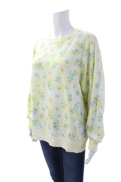 Sincerely Jules For Bandier Womens Floral Print Sweatshirt Yellow Size Extra Sma