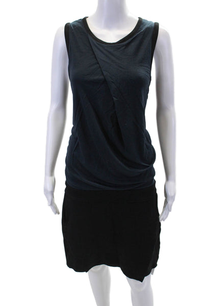 Helmut Lang Womensa Sleeveless Knee Length Body Con Dress Navy Blue Black Size 6