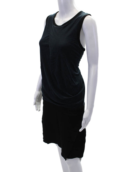 Helmut Lang Womensa Sleeveless Knee Length Body Con Dress Navy Blue Black Size 6