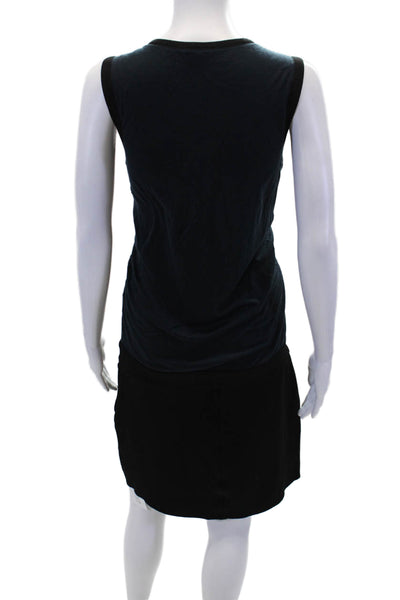 Helmut Lang Womensa Sleeveless Knee Length Body Con Dress Navy Blue Black Size 6