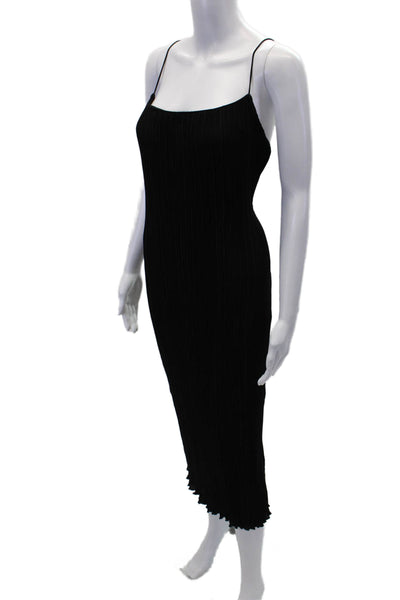 Good American Womens Accordion Pleat Spaghetti Strap Maxi Dress Black Size 3