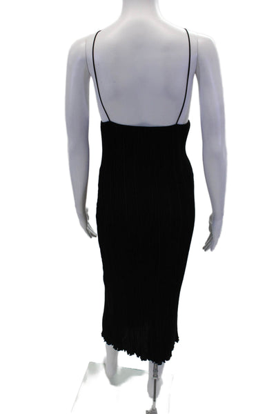 Good American Womens Accordion Pleat Spaghetti Strap Maxi Dress Black Size 3
