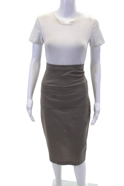 Gunex Womens Knee Length High Rise Pencil Skirt Taupe Beige Cotton Size 8