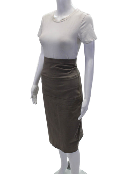 Gunex Womens Knee Length High Rise Pencil Skirt Taupe Beige Cotton Size 8