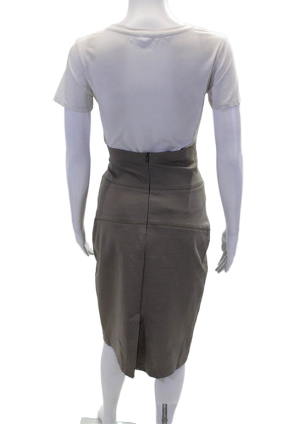Gunex Womens Knee Length High Rise Pencil Skirt Taupe Beige Cotton Size 8