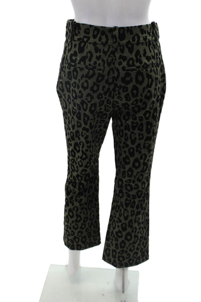 Derek Lam 10 Crosby Womens Cotton Animal Print Bootcut Pants Green Size 2