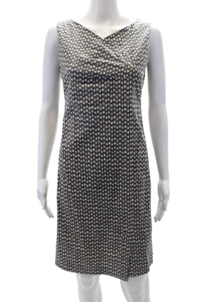 Piazza Sempione Womens Cotton Geometric Sleeveless Shift Dress Gray Size 38