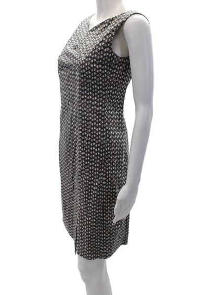 Piazza Sempione Womens Cotton Geometric Sleeveless Shift Dress Gray Size 38
