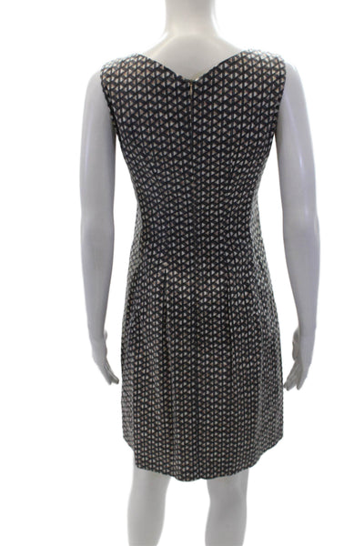 Piazza Sempione Womens Cotton Geometric Sleeveless Shift Dress Gray Size 38
