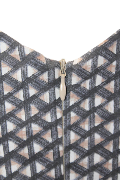 Piazza Sempione Womens Cotton Geometric Sleeveless Shift Dress Gray Size 38