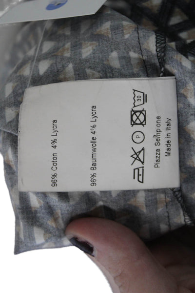 Piazza Sempione Womens Cotton Geometric Sleeveless Shift Dress Gray Size 38