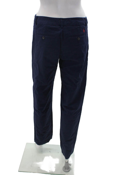 Polo Ralph Lauren Blue Label Womens Cotton Zip Button Dress Pants Blue Size 18