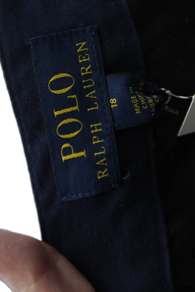 Polo Ralph Lauren Blue Label Womens Cotton Zip Button Dress Pants Blue Size 18