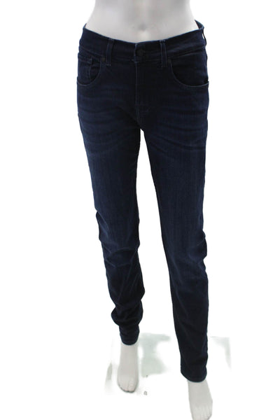 7 For All Mankind Womens Zip Button Slim Leg Denim Jeans Blue Size EUR 28