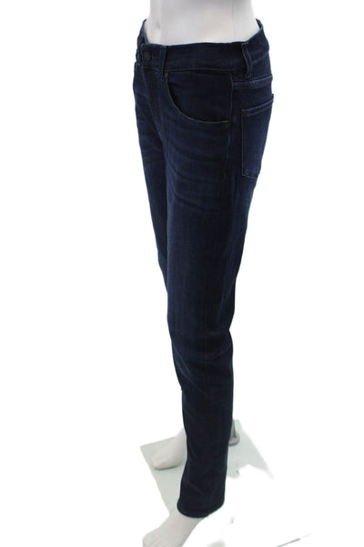 7 For All Mankind Womens Zip Button Slim Leg Denim Jeans Blue Size EUR 28