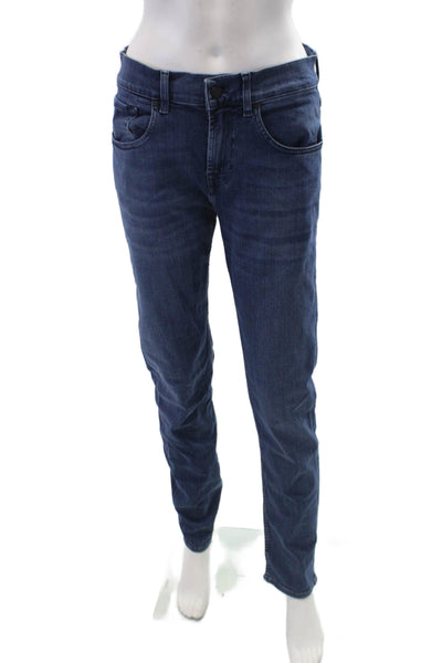 7 For All Mankind Womens Cotton Zip Button Slim Leg Denim Jeans Blue Size EUR 28