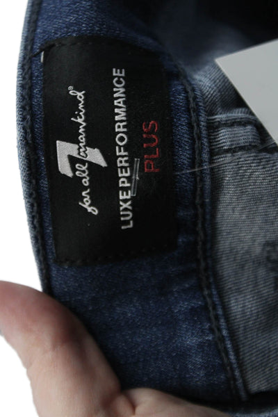 7 For All Mankind Womens Cotton Zip Button Slim Leg Denim Jeans Blue Size EUR 28