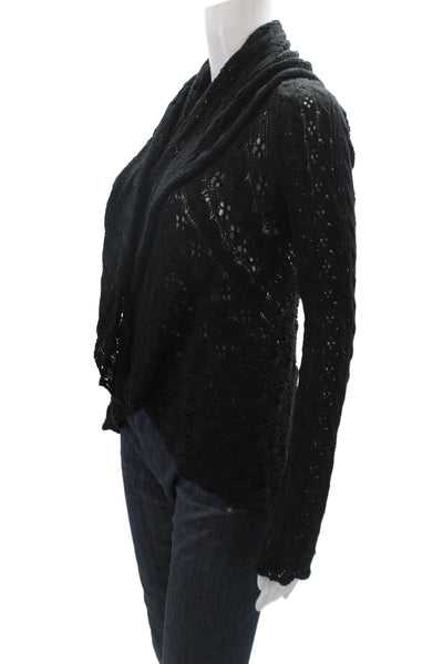 Cotton By Autumn Cashmere Womens Long Sleeve Open Knit Cardigan Black Size XS