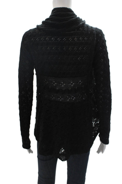 Cotton By Autumn Cashmere Womens Long Sleeve Open Knit Cardigan Black Size XS