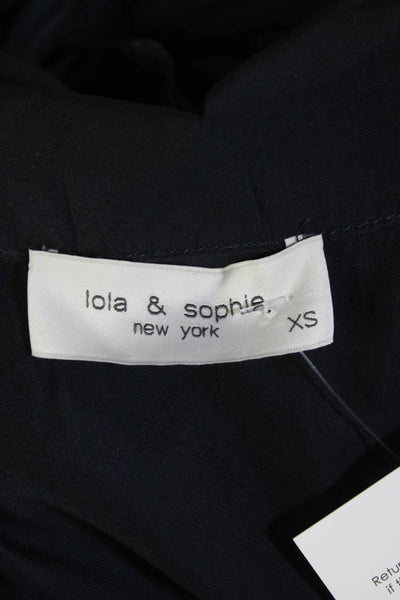 Lola & Sophie Women's Short Sleeves Tie Belt Straight Leg Jumpsuit Blue Size XS