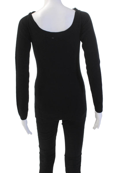 Christopher Fischer Women's Long Sleeves Round Neck Sweater Black Size XS