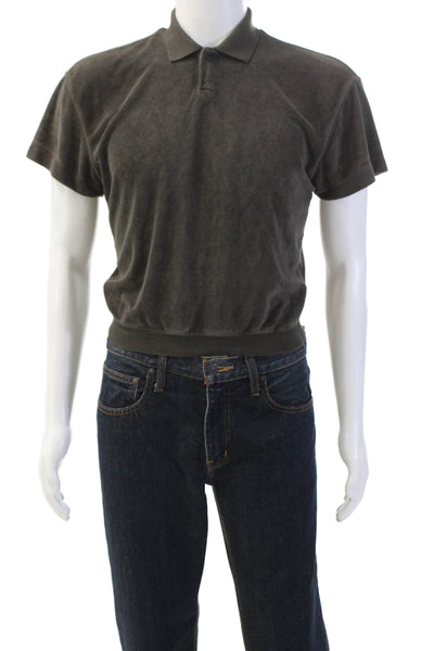 FOG Essentials Boys Collared Short Sleeve Button-Up Polo Shirt Gray Size 6/7