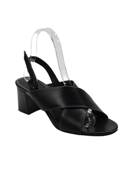 Marion Parke Womens Block Heel Cross Strap Slingback Sandals Black Size 37