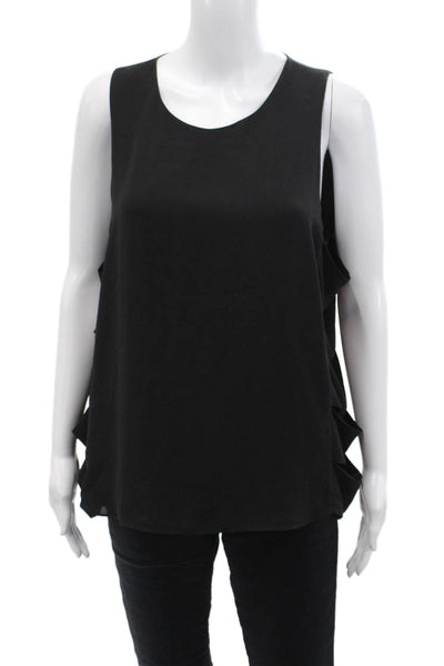 BCBGMAXAZRIA Womens Round Neck Sleeveless Sleek Tank Top Black Size L